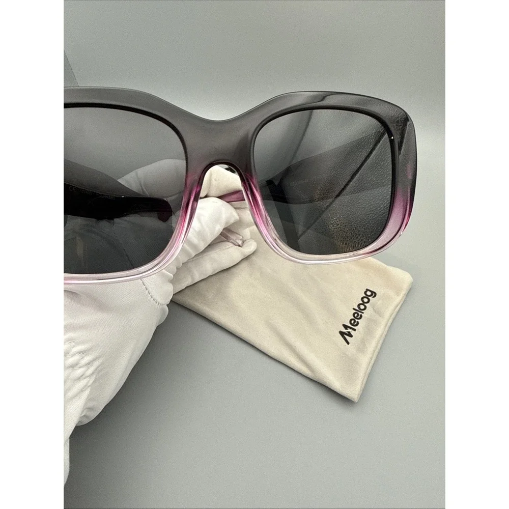Fit over Meeloog SunGlasses Genuine-Polarized Lenses-Purple Translucent with bag